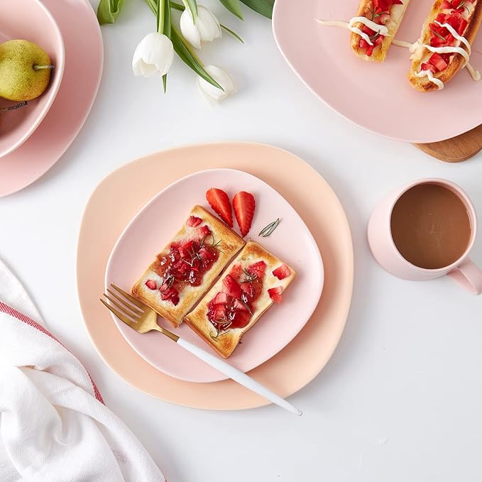 Stone lain Delilah Salad Plate 6-Piece Dish Set, Porcelain, Blush, 6 Salad Plates