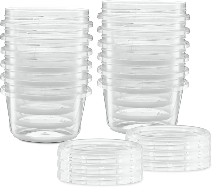 (16 Ounce 20 Pack) Clear Twist cap ContainersWith Screw on Lids Twist Top Food Storage Freezer Containers