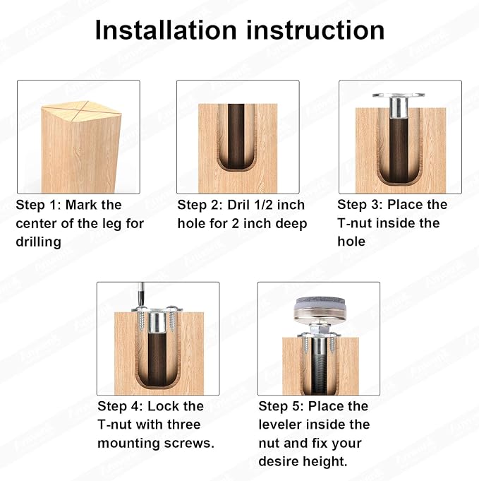 Heavy Duty Furniture Leveling Feet Adjustable Furniture Leg Levelers - Image 7
