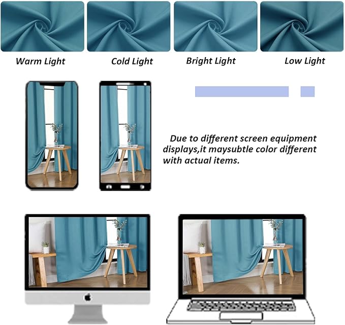 Simplebrand Ava Turquoise Short 36 Inches Blackout Curtain 2 Panels Set - Image 8
