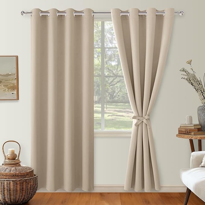 Blackout Curtains for Bedroom, 52 x 84 Inches Long, Taupe 2 Panels | Thermal - Image 8