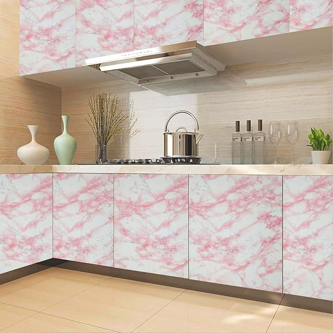 practicalWs 23.6in ×118in White Pink Marble Wallpaper Peel and Stick - Image 6