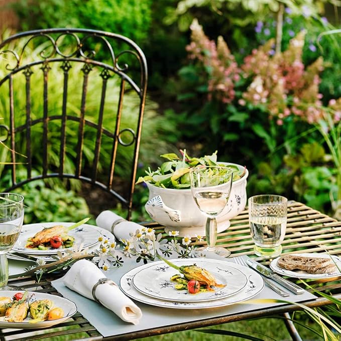 Villeroy & Boch Old Lu x Embourg Service Plate, 30 cm, Premium Porcelain, White/Blue