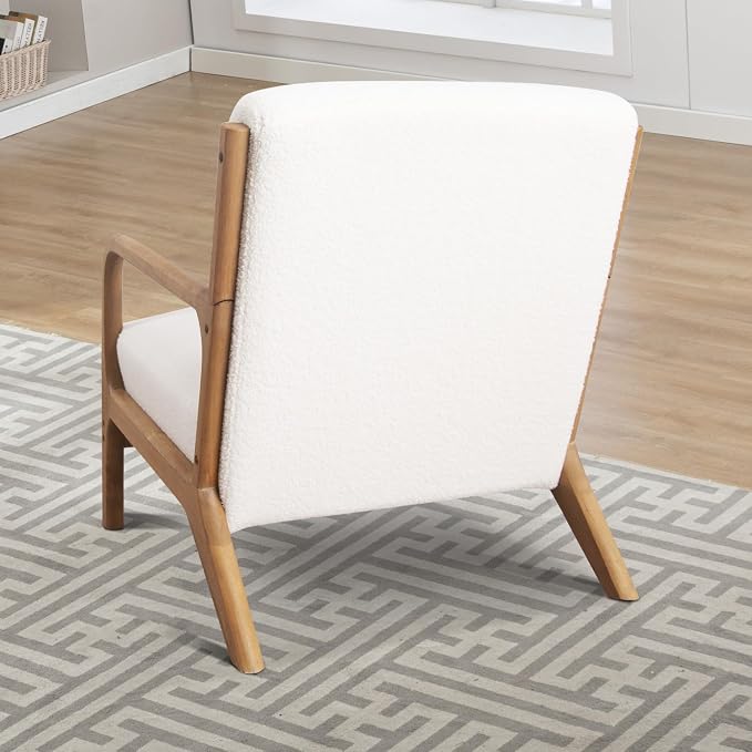 INZOY Mid Century Modern Accent Chair Set of 2, Lamb Wool Fabric Living Room - Image 8