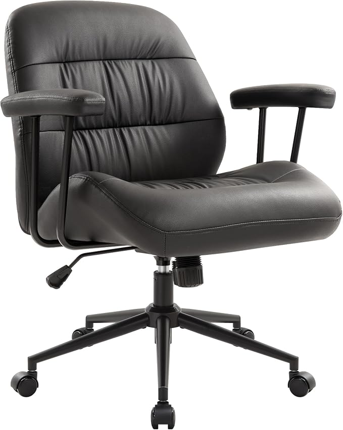 IWMH Leather Office Chair with Removable Armrests,Mid-Back Ergonomic Desk Chair - Image 9