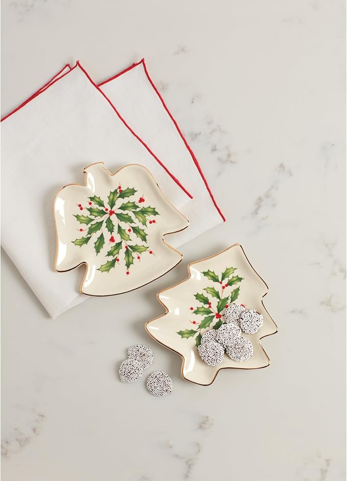 Lenox Serveware, Hosting The Holidays Tree Plate, Festive Porcelain Dinnerware, Service for 1, Pasta, Salad and Dinner, Dishwasher Safe, Christmas Decorations (MultiColor, 5.75 inch Length, 1 Piece)