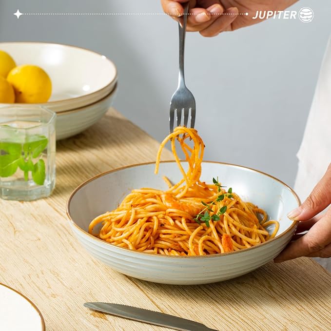 famiware Jupiter Pasta Bowls, 30 OZ Large Salad Bowls Set of 4, Microwave and Dishwasher Safe, Sturdy & Stackable, Serving Bowls for Kitchen, Multi-color