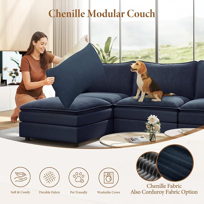 Vesgantti 142" Oversized Sectional Sofa Bed, 8-Seater Modular Sleeper Cloud - Image 6
