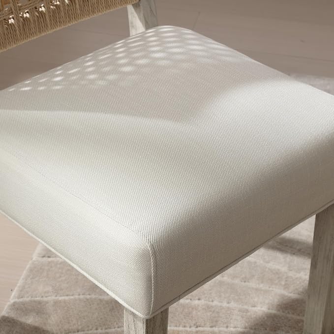 LZAREAL Farmhouse Dining Chairs Set of 2 Linen Fabric Upholstered Accent Side - Image 7