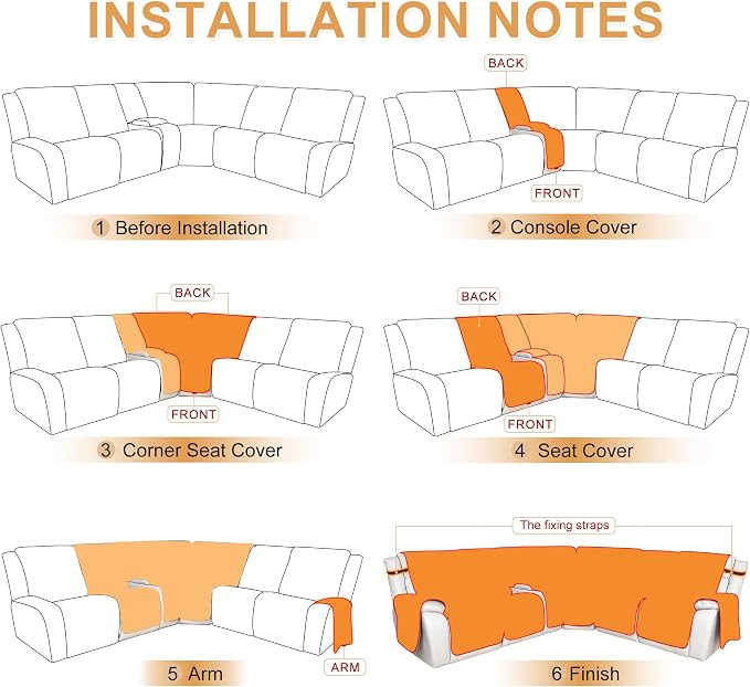 HDCAXKJ 100% Waterproof Reclining Sectional Couch Covers L Shape Recliner Sofa - Image 7