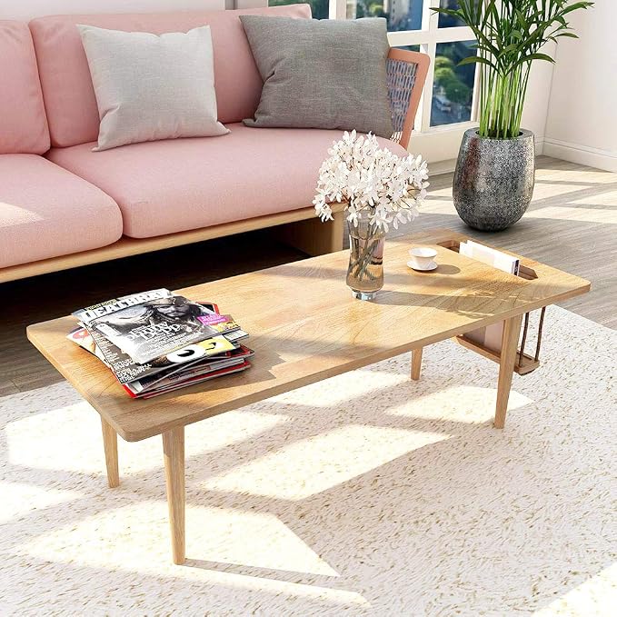 WoodShine Mid Century Modern Mini-Swing Wooden Coffee/Tea Table, Real Solid - Image 9