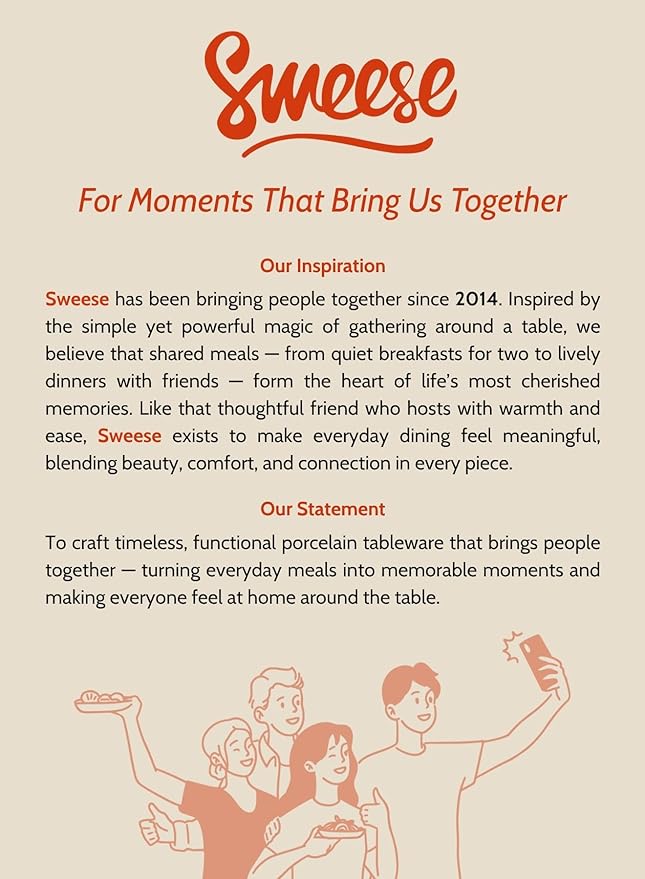 Sweese 18 oz Medium Porcelain Bowls - Set of 6 Shade of Blue Colored Serving Bowls for Soup, Salad, Pasta & Snacks