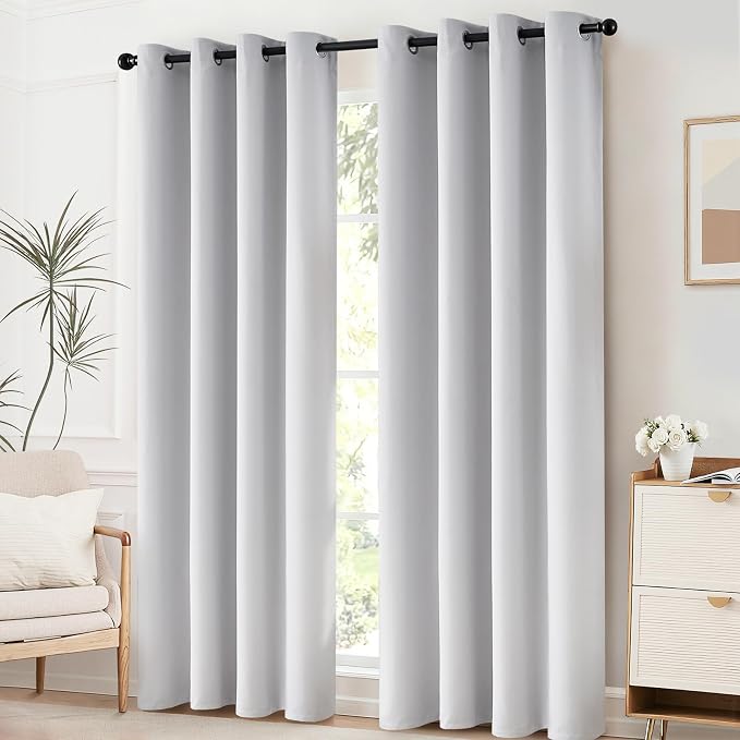 Yakamok Greyish White Curtains for Bedroom, Grommet Thermal Insulated Room - Image 9