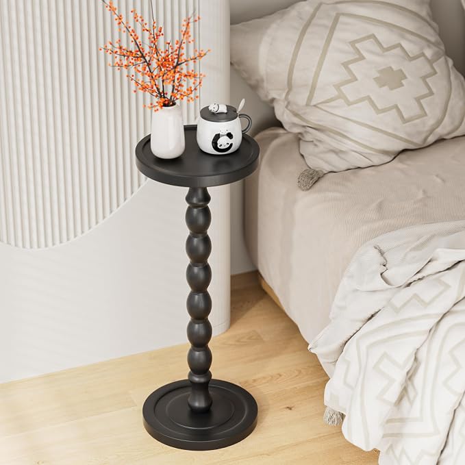 Rubber Wood Small Side Table, Solid Wood Round End Tables - Image 8