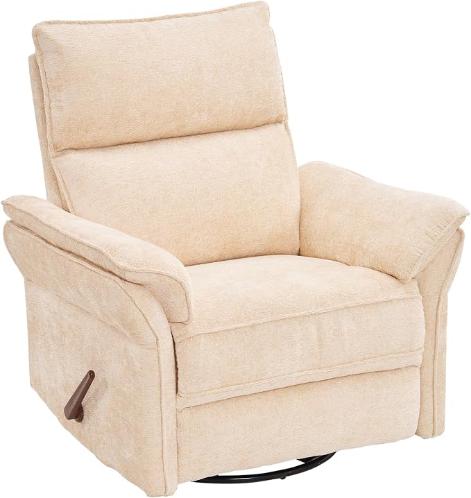 Rocking Chair Nursery with Adjustable Headrest, Manual Swivel Rocker Recliner - Image 9