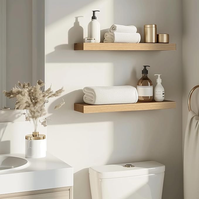 Oak Floating Shelves for Wall,24in Wall Mounted Display Ledge Shelves Perfect - Image 7