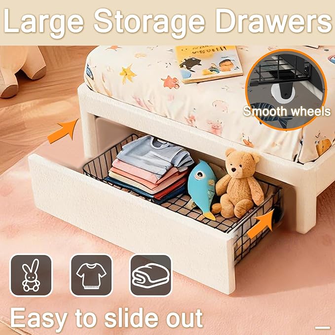 Twin Multifunctional Upholstered Bed,Children’s Bed - Image 9