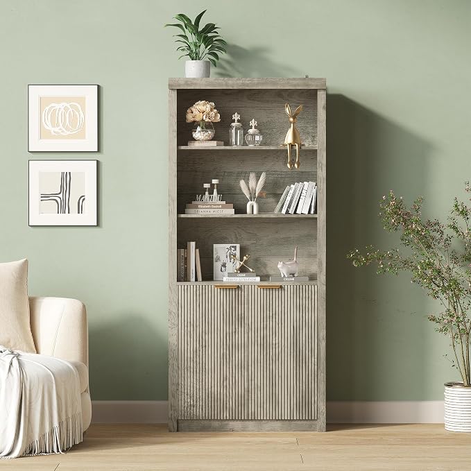 Tall Book Shelf and Bookcase 2 PCS, 31.5" Wide Wooden Bookcase - Image 8
