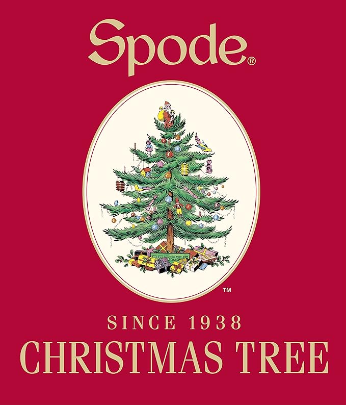Spode Christmas Tree Gold Salad Plate, 8-Inch Porcelain Dinner & Appetizer Plate, Christmas Dinnerware, Microwave & Dishwasher Safe, Festive Collectible Seasonal Dining Plate