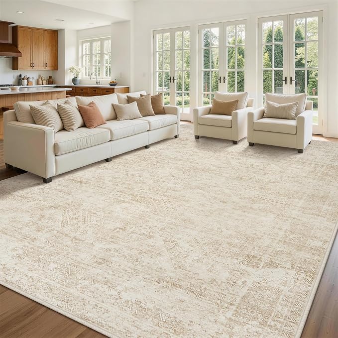 Aelenmu 8x10 Area Rugs for Living Room Washable Bedroom Dining Room Beige | - Image 9