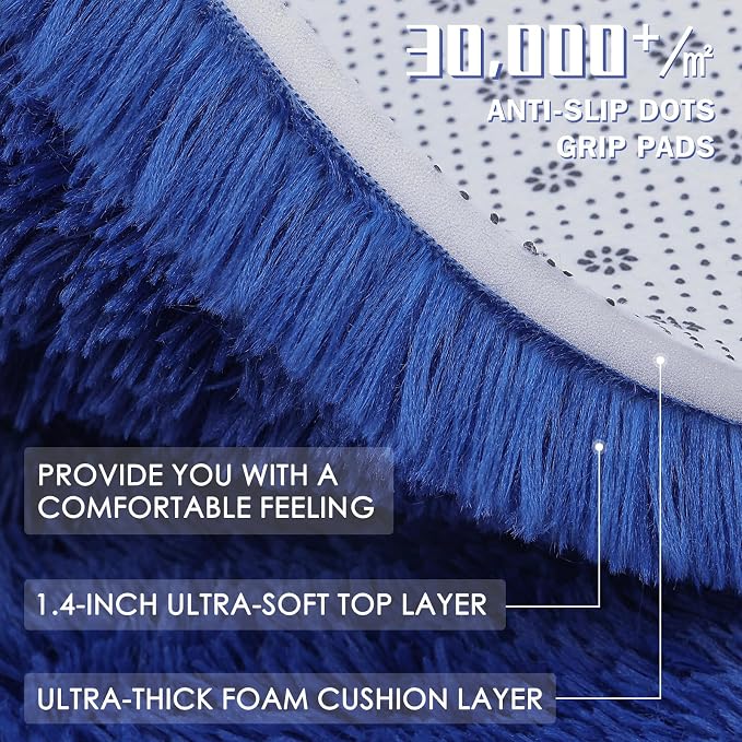 OLANLY 2x2 Machine Washable Small Rug, Soft Fluffy Shaggy Throw Rug - Image 9