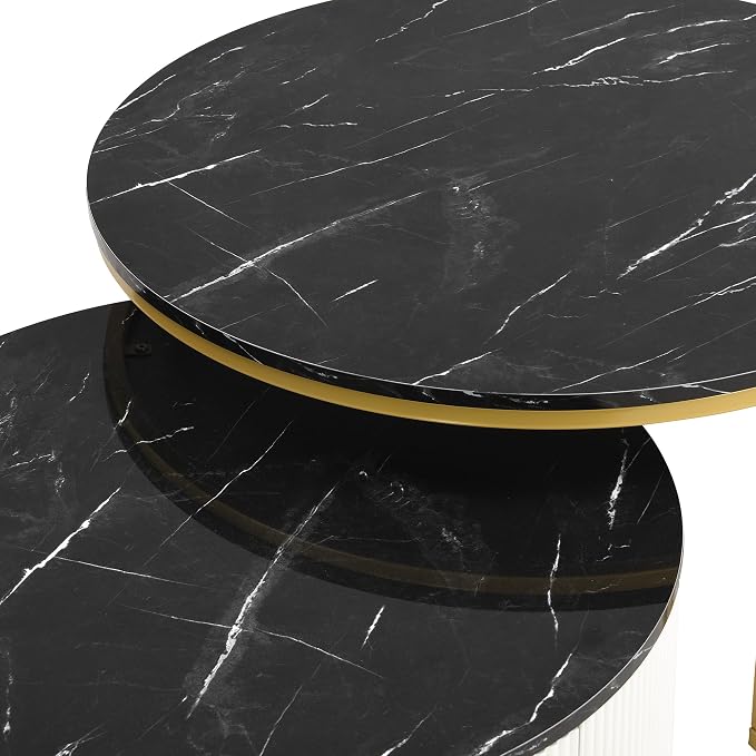 27.6" Modern Round Nesting Coffee Table Fluted - Image 9