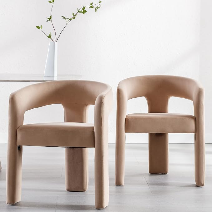 RIVOVA Modern Barrel Dining Chairs Set of 4, Velvet Upholstered Accent Side - Image 7