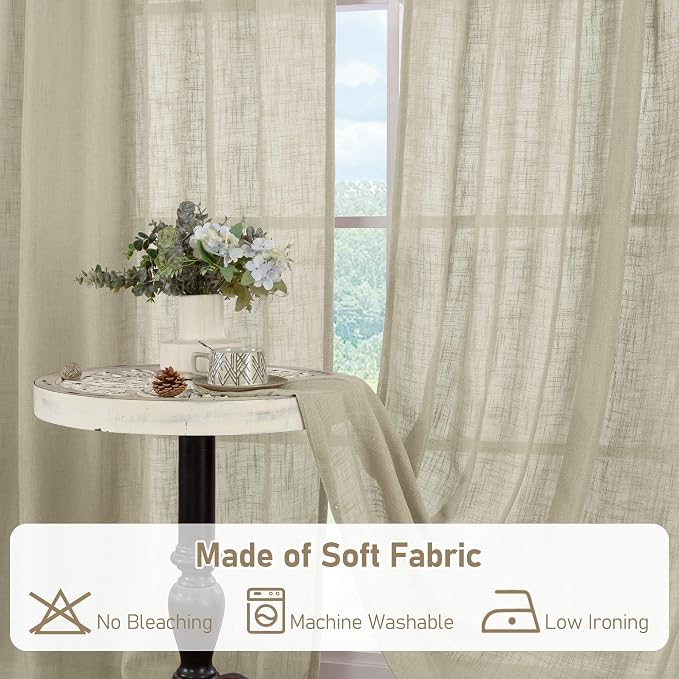 Oatmeal Semi Sheer Linen Curtains - Image 9