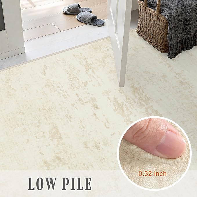 2.6x8 Washable Runner Rug:Modern Abstract Kitchen Soft Carpet Beige | - Image 7
