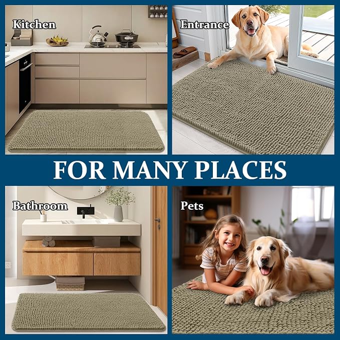 OLANLY Dog Door Mat for Muddy Paws 47x32, Super Absorbent Chenille Mud Mat | - Image 8