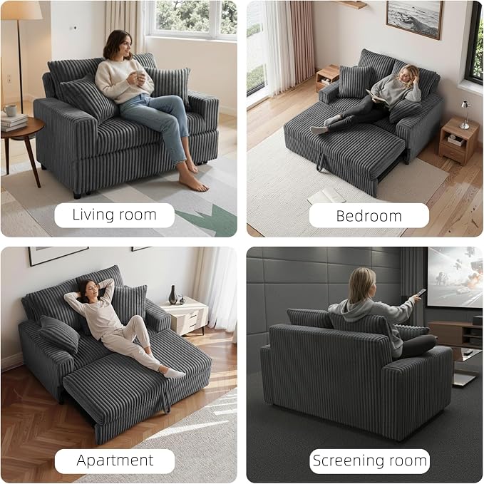 3 in 1 Convertible Sofa Bed,52.8" Pull Out Couch - Image 7