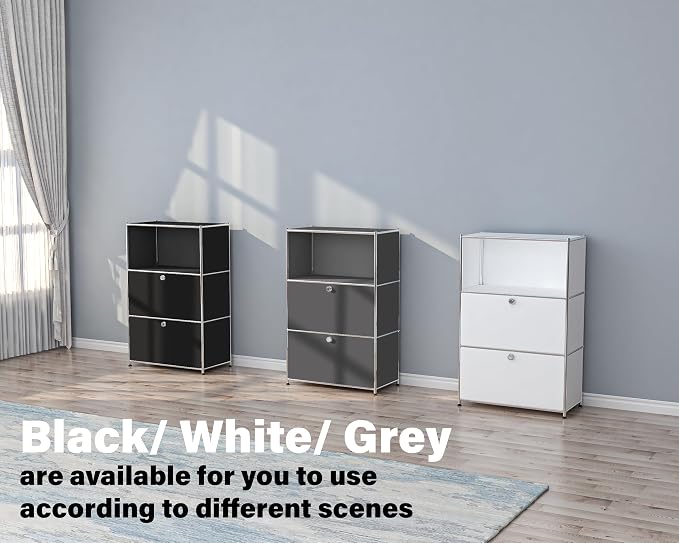 Metal Shelf with 2 Flap Doors, Large Capacity Cabinet, DIY Modern Home - Image 9