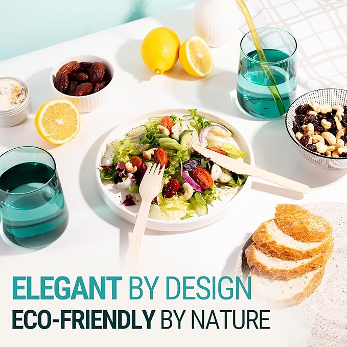 Disposable Wooden Knives - 300pcs - Heavy Duty & Extra Sharpened - Our Guilt-Free FSC Certified Wood Protects Forests - A Great Alternative to Bamboo Knives