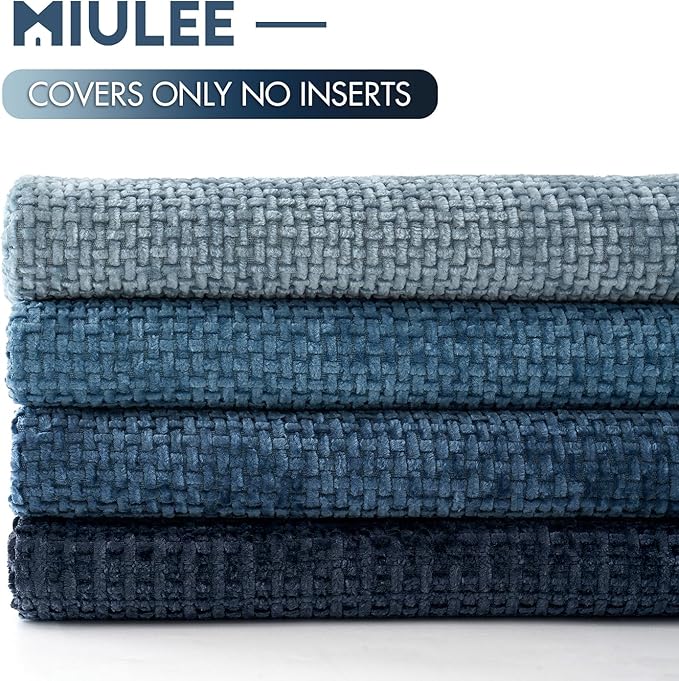 MIULEE Soft Decorative Chenille Pillow Covers Blue Series 16x16 Pack of 4 | - Image 6