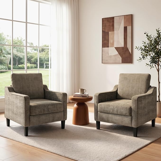 TLSUNNY Mid-Century Accent Chair, Modern Upholstered Chenille Armchair & Padded - Image 9