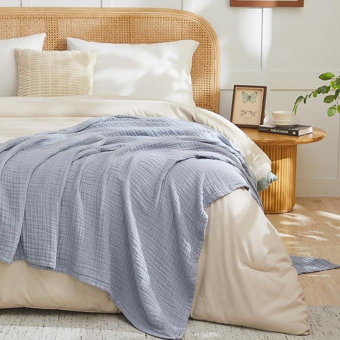 EMME Muslin Blankets for Adults Throw Blanket for Couch Breathable Gauze Soft - Image 8
