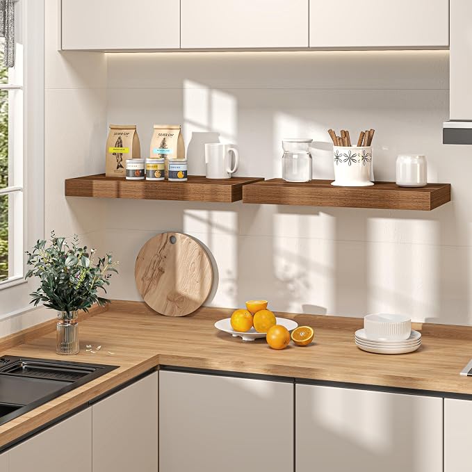 36Inch Walnut Floating Shelves for Wall, 12 Inch Deep Shelves for Bedroom - Image 8