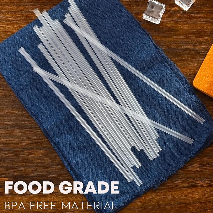 ALINK 100 Pcs Long Plastic Disposable Straws for 40 OZ Tumbler, 12 inch Clear Straws for Stanley Owala Yeti 30 oz 40 oz Cups, Half Gallon Jugs, Individually Wrapped