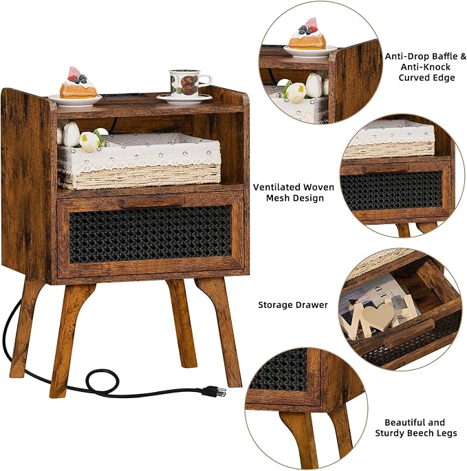 Lerliuo Rattan Nightstands Set of 2 - Image 8