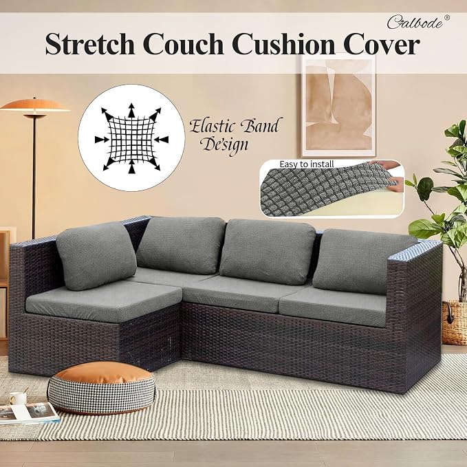 CALBODE 8Pcs Outdoor Stretch Cushion Covers, Waterproof Outdoor Chair Cushion - Image 7