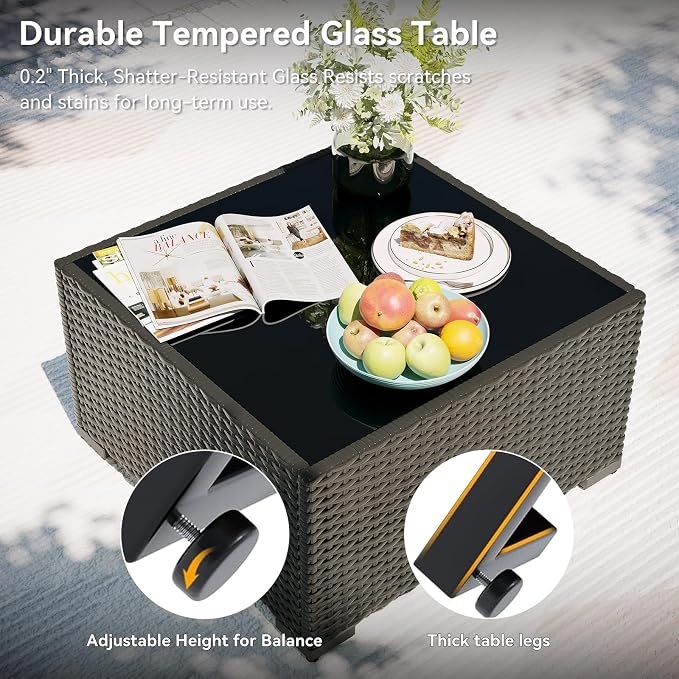 Aoxun Patio Furniture Set with Umbrella, 8 Piece Outdoor Sectional Sofas - Image 9