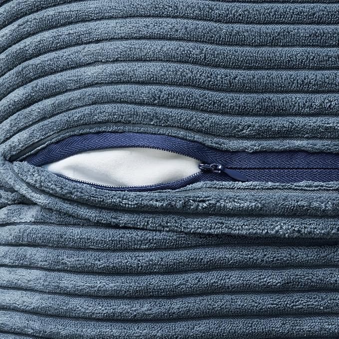 MIULEE Blue Corduroy Lumbar Pillow Covers 12x20 Inch 12x20 Inch - Image 7