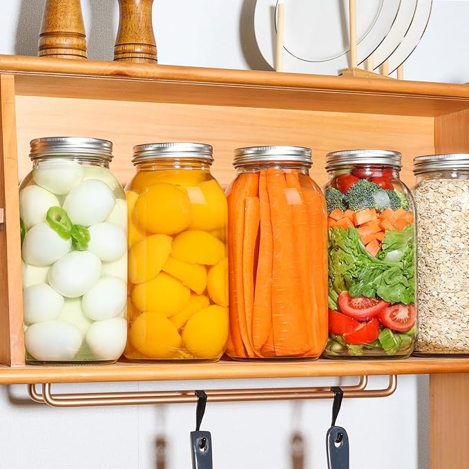 ComSaf Large Mason Jars 64oz Half Gallon 3 Pack, Wide Mouth Mason Jars with Lids and Seal Bands, Glass Canning Jars for Pickling, Jam, Jelly, Salad, Desert, Shower Wedding Favors