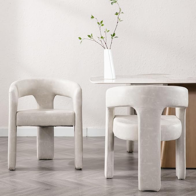 RIVOVA Modern Barrel Dining Chairs Set of 6, PU Leather Upholstered Accent Side - Image 7