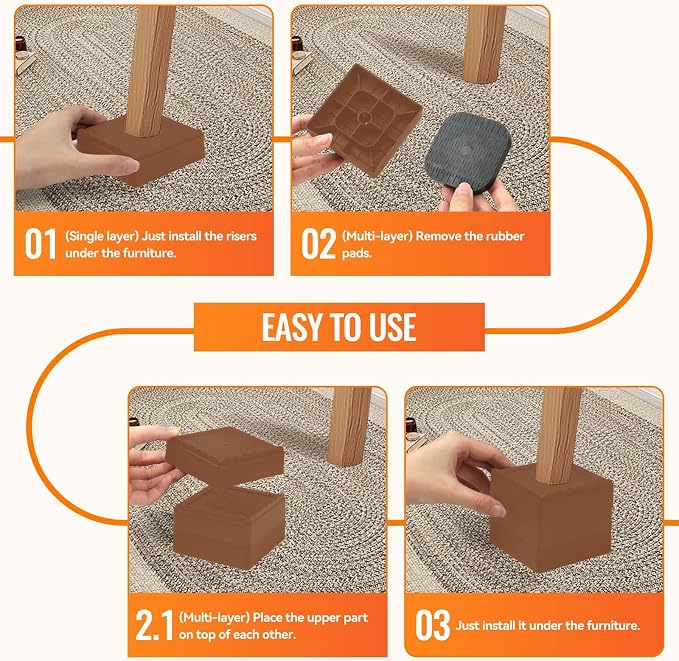shouwuhho Furniture Risers, 6 Pack Bed Risers - Image 7