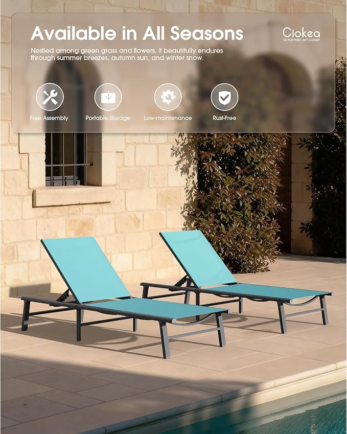Ciokea Foldable Outdoor Lounge Chair, No Assembly Patio Chaise Lounge Outdoor - Image 8