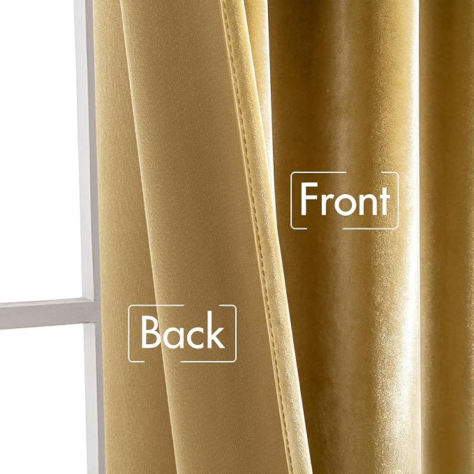 MIULEE Velvet Curtains 52x84 inches 2 Panels Gold Blackout Curtains | Luxury - Image 7