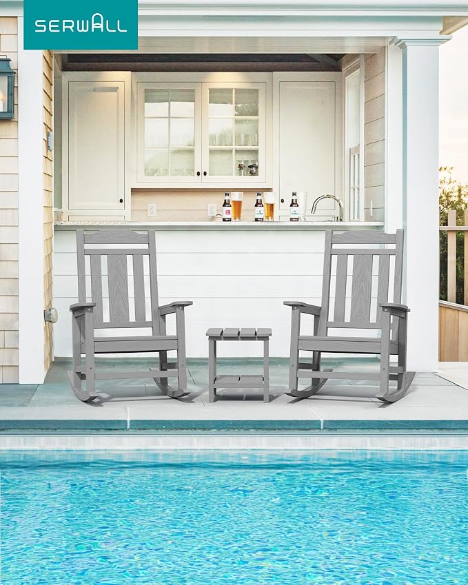 SERWALL Oversized Rocking Chair Set of 2 Outdoor, HDPE Outdoor Rocking Chair - Image 8