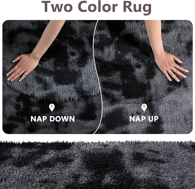 2x3 Tie-dye Dark Grey Area Rug Washable Non-Slip - Image 9