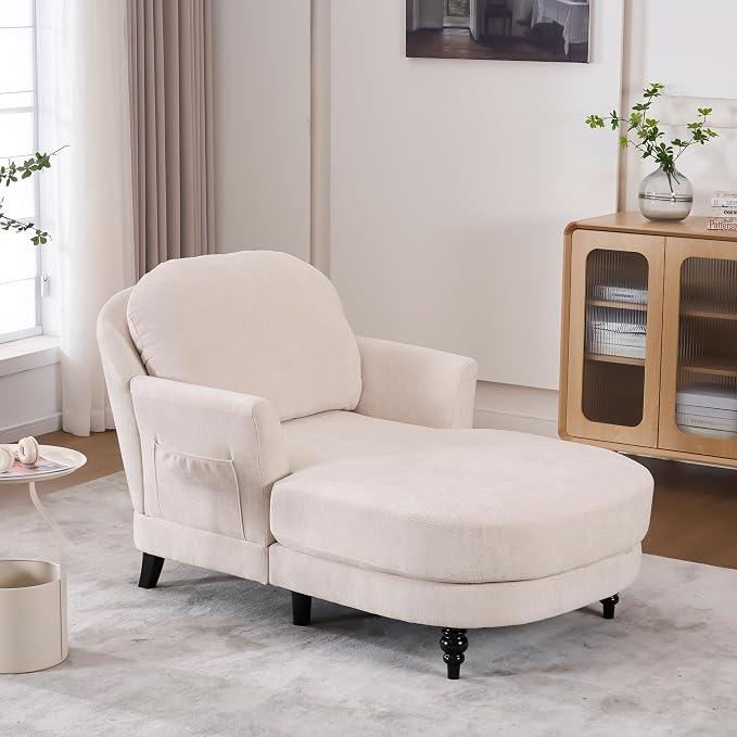 Chaise Lounge Chair Indoor, 59.8" Oversized Couch Reading Chairs,Chenille - Image 9